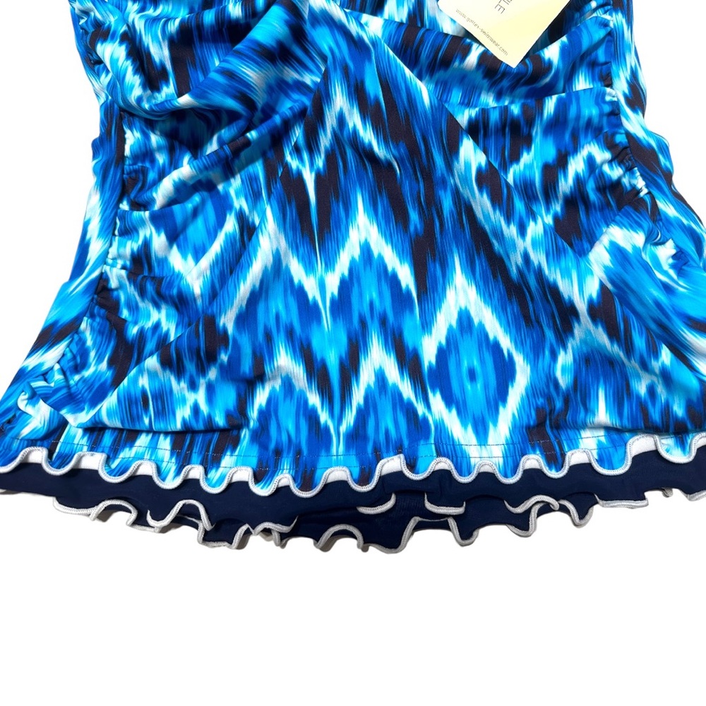 Profile by Gottex Aqua Blue Ruffled Tankini Halter Top Swimsuit Top NWT - Picture 8 of 13